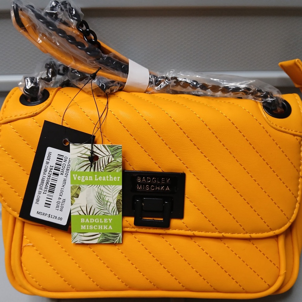 Badgley Mischka Yellow Chain Strap Crossbody Bag